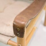 Set Of Two Safari Chairs Model Sirocco Made In Oak & Canvas By Arne Norell