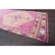 Vintage Turkish Hand-Knotted Wool Cotton Pink Runner Rug 96x365
