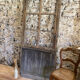 Old glazed wooden door patinated