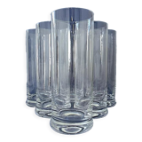 Suite of six glasses with orangeade, long drink, water or table in colorless crystal.