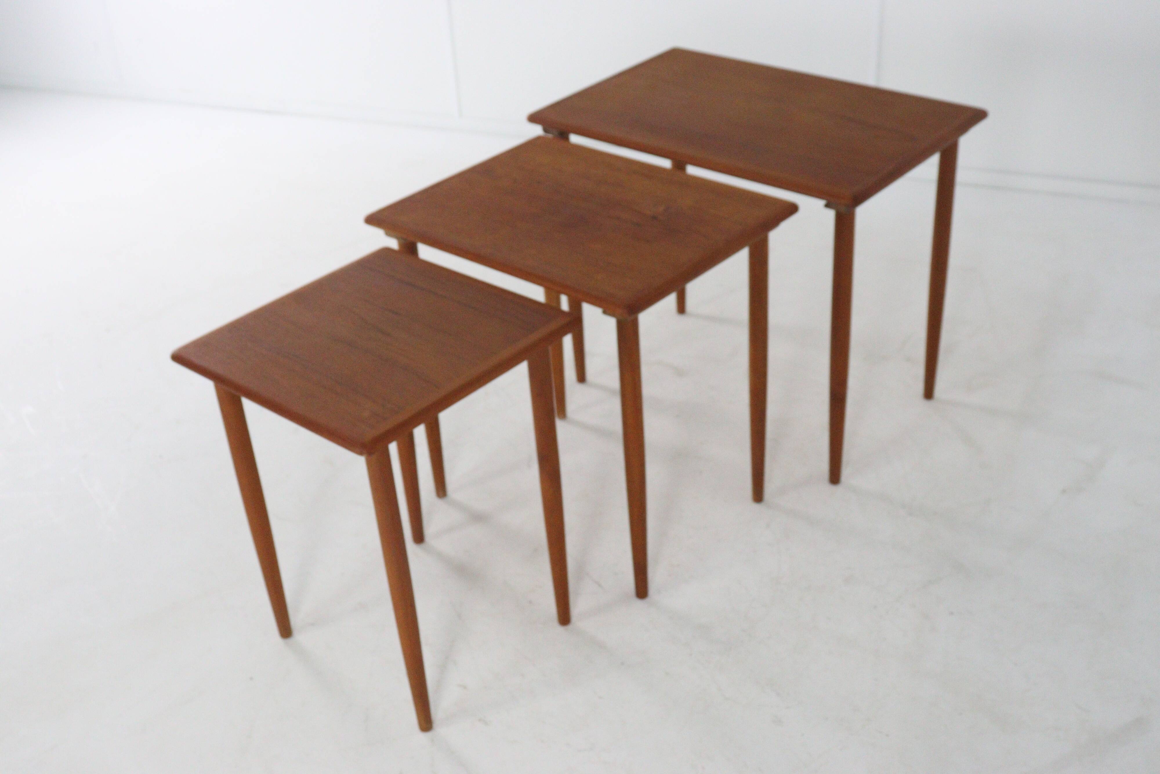 Set of 3 danish nesting tables - danish mid century modern design