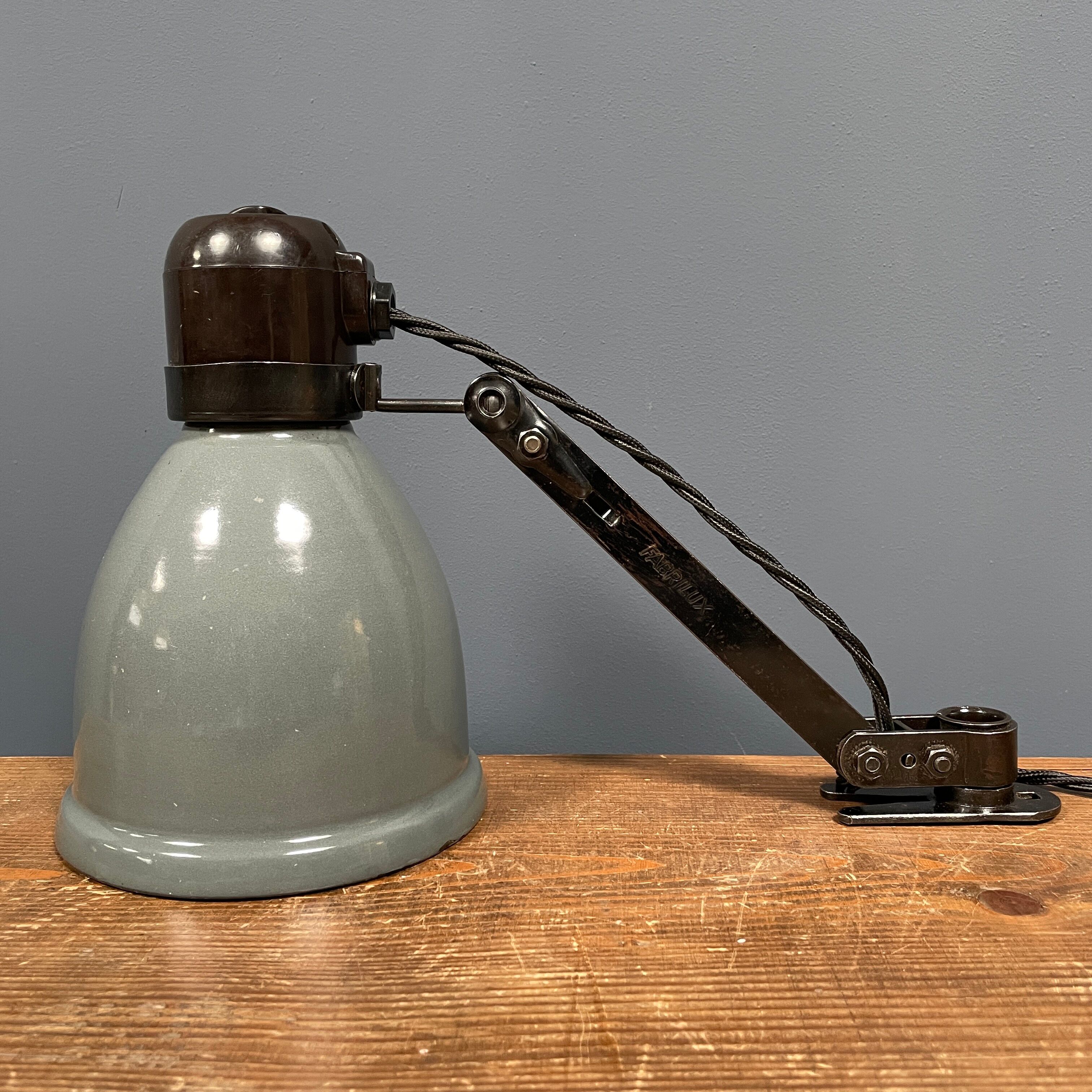 Industrial Fabrilux wall lamp with gray enamel shade