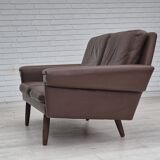 1970s, Danish 2-seater sofa, original brown leather.