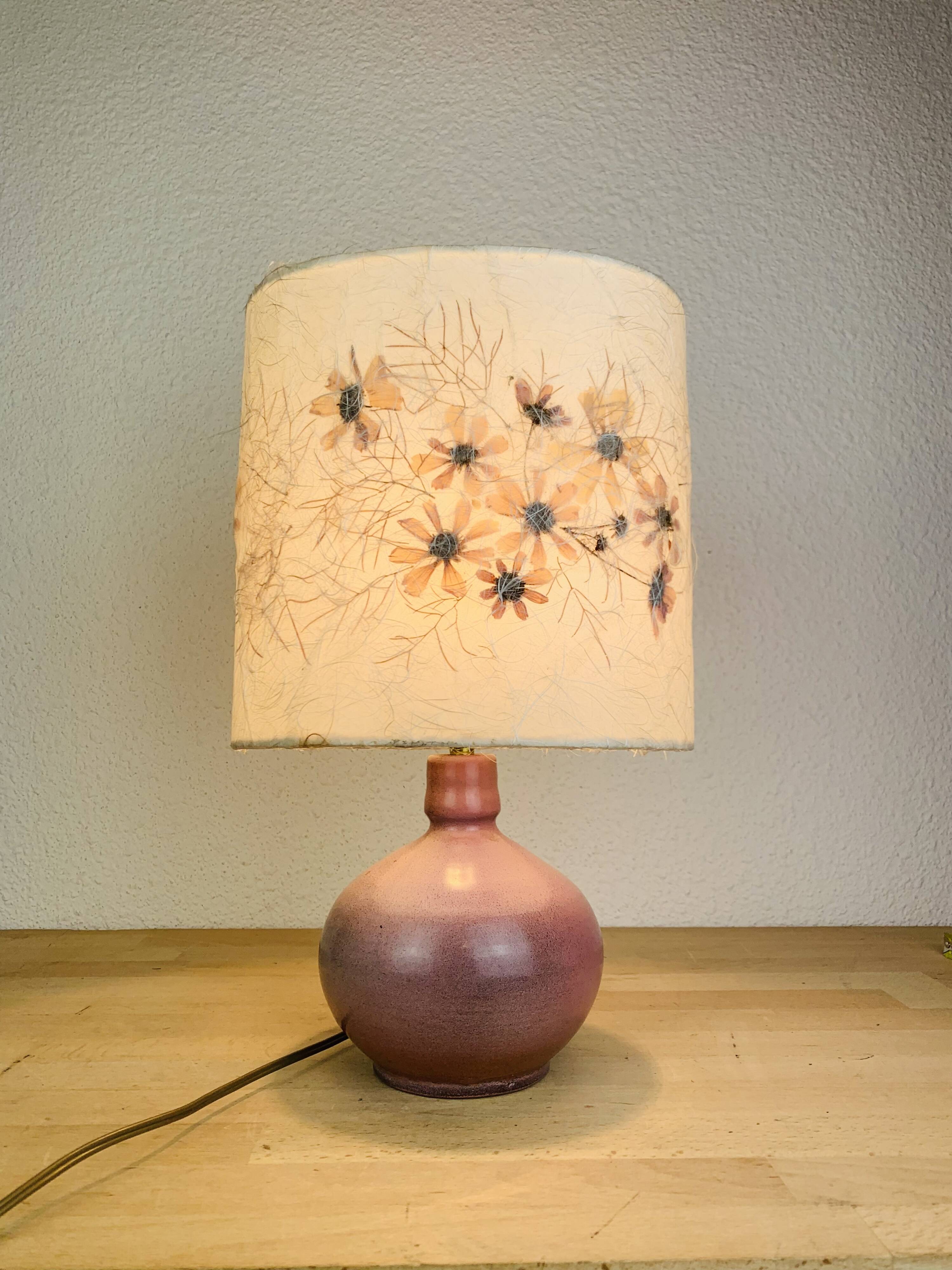 Pink ceramic ball lamp Vallauris, 60s, vintage