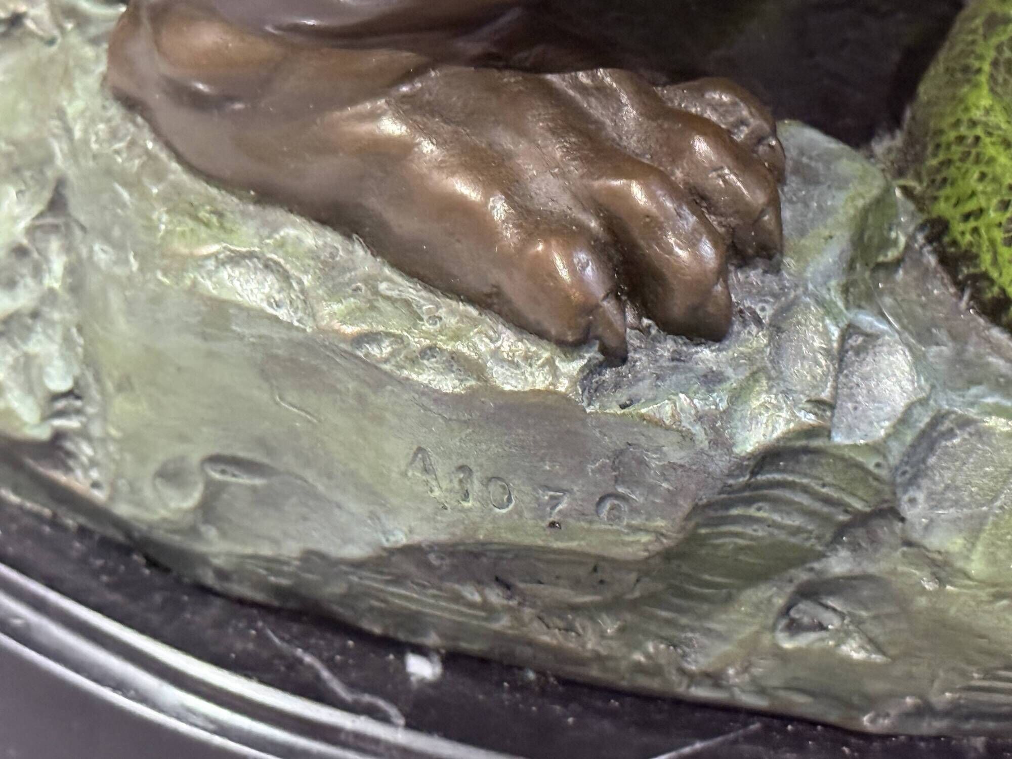 Antique Cold-Painted Bronze Lion Fighting a Snake, After Antoine-Louis Barye