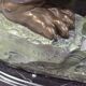 Antique Cold-Painted Bronze Lion Fighting a Snake, After Antoine-Louis Barye