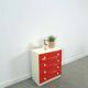 Vintage ladekast met rood roze kunststof lades 1970