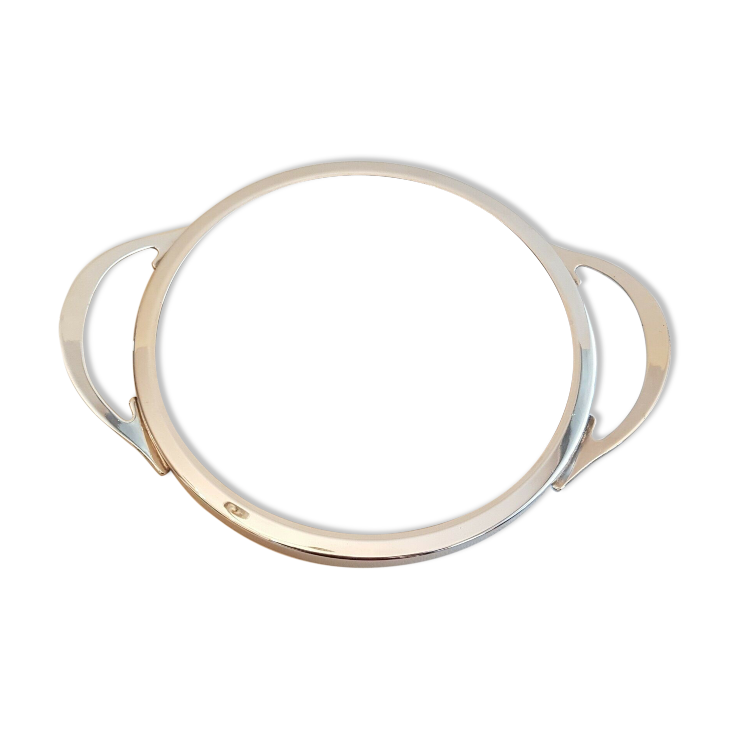 Round glass and art deco silver metal tray