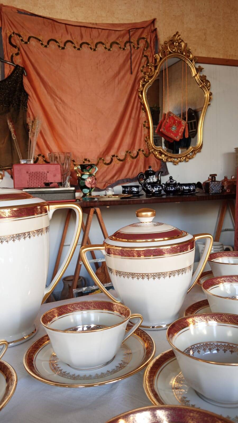 Vilatte Limoges Porcelain Coffee Service 13 Pieces, 11 People 1950
