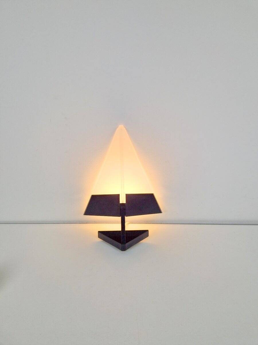 Postmodern Metal & Glass Wall Lamp, Italy, 1980s