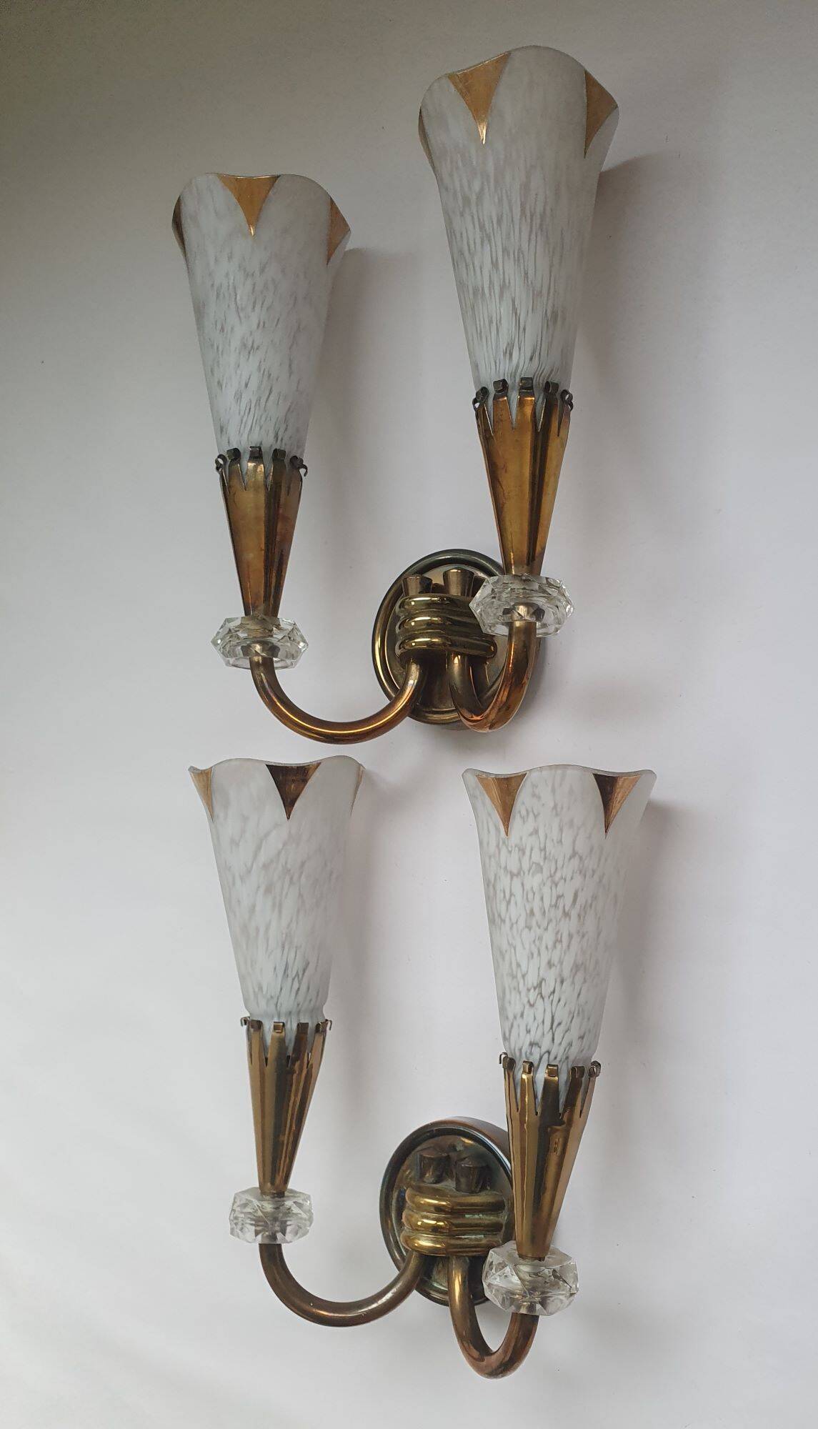Pair of wall lights from Maison Lunel (Royal Production) Arum model from the 50s