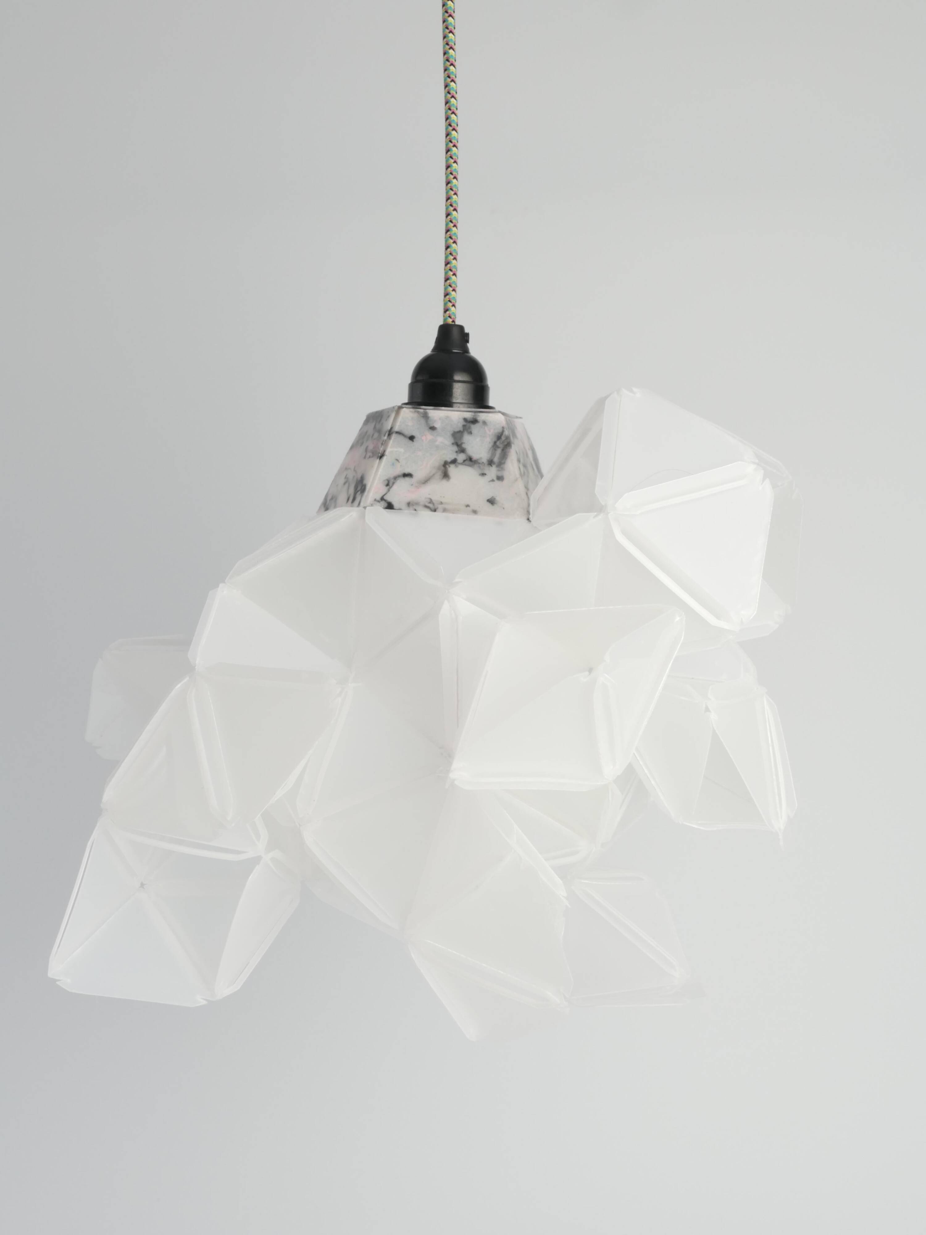 Labyrinth, Hazy, Artisan Light Sculpture with Protruding Fixture, By Republiken