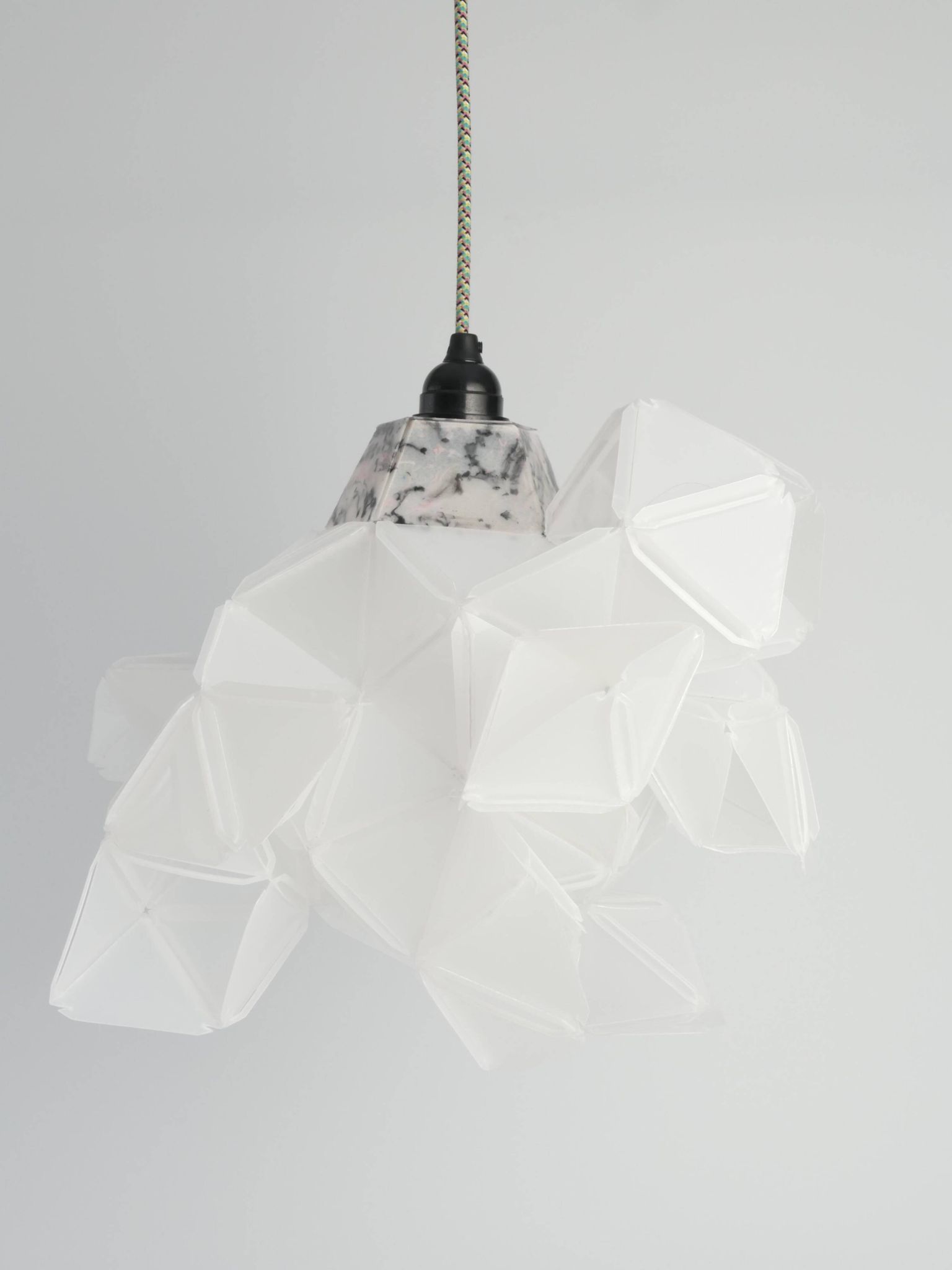 Labyrinth, Hazy, Artisan Light Sculpture with Protruding Fixture, By Republiken
