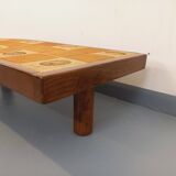 Barrois vintage shell-patterned comma coffee table in wood and ceramic.