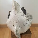 Vase en céramique raku. Forme de poisson