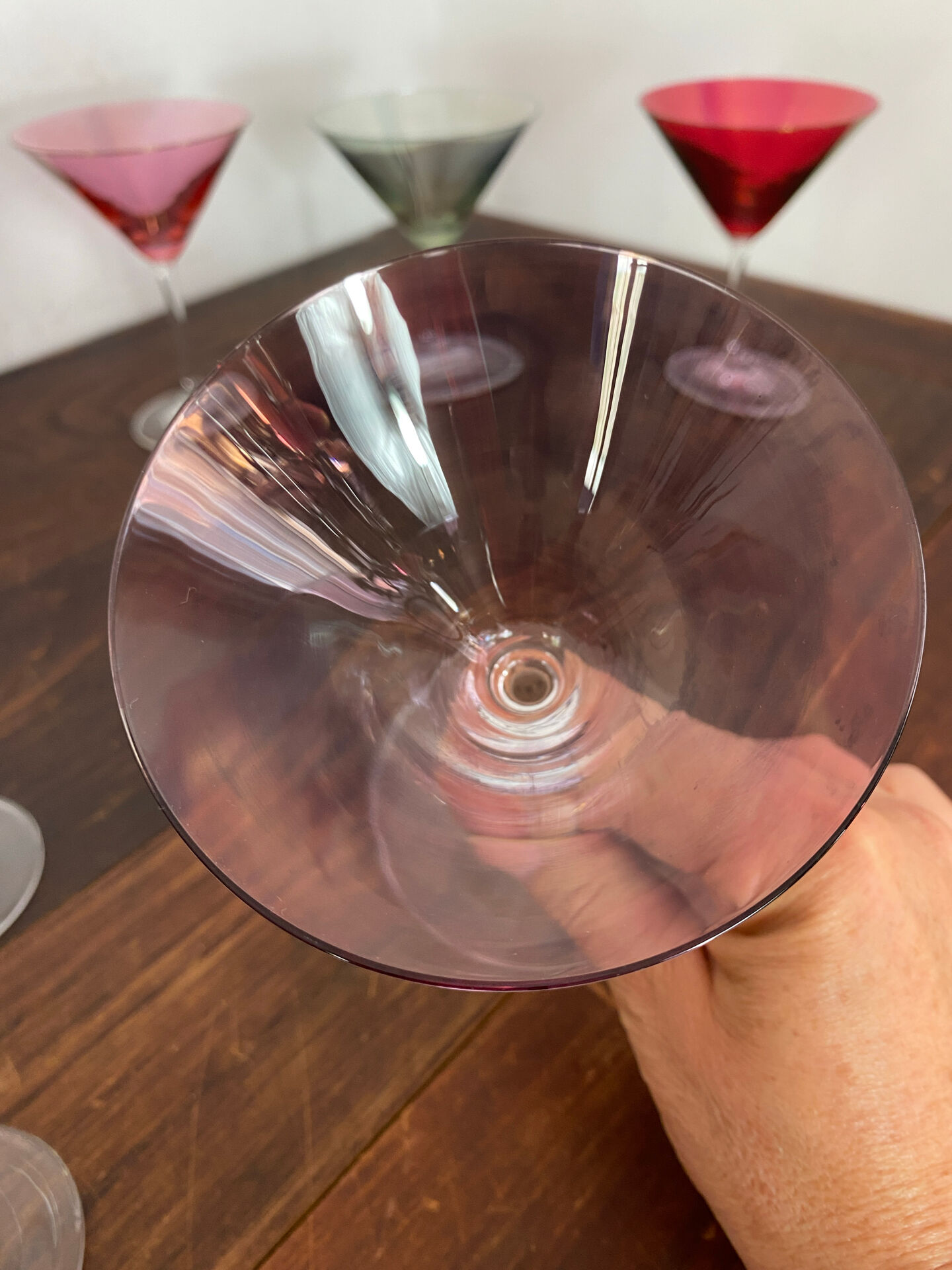 Cocktail glasses in glass