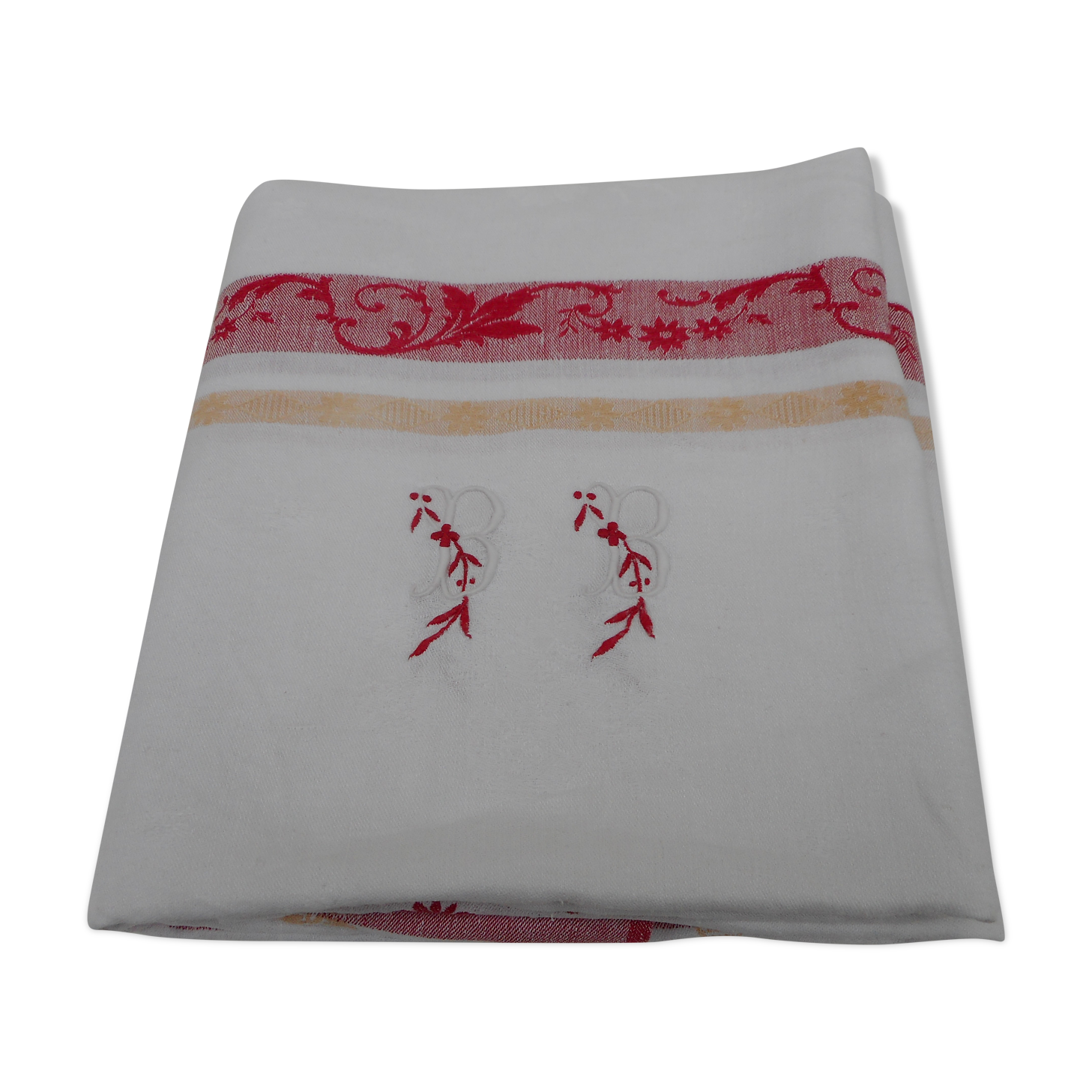 Nappe damassée bande rouge