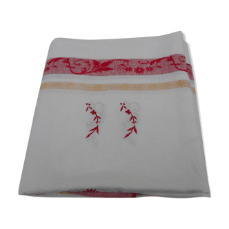 Damask tablecloth red stripe