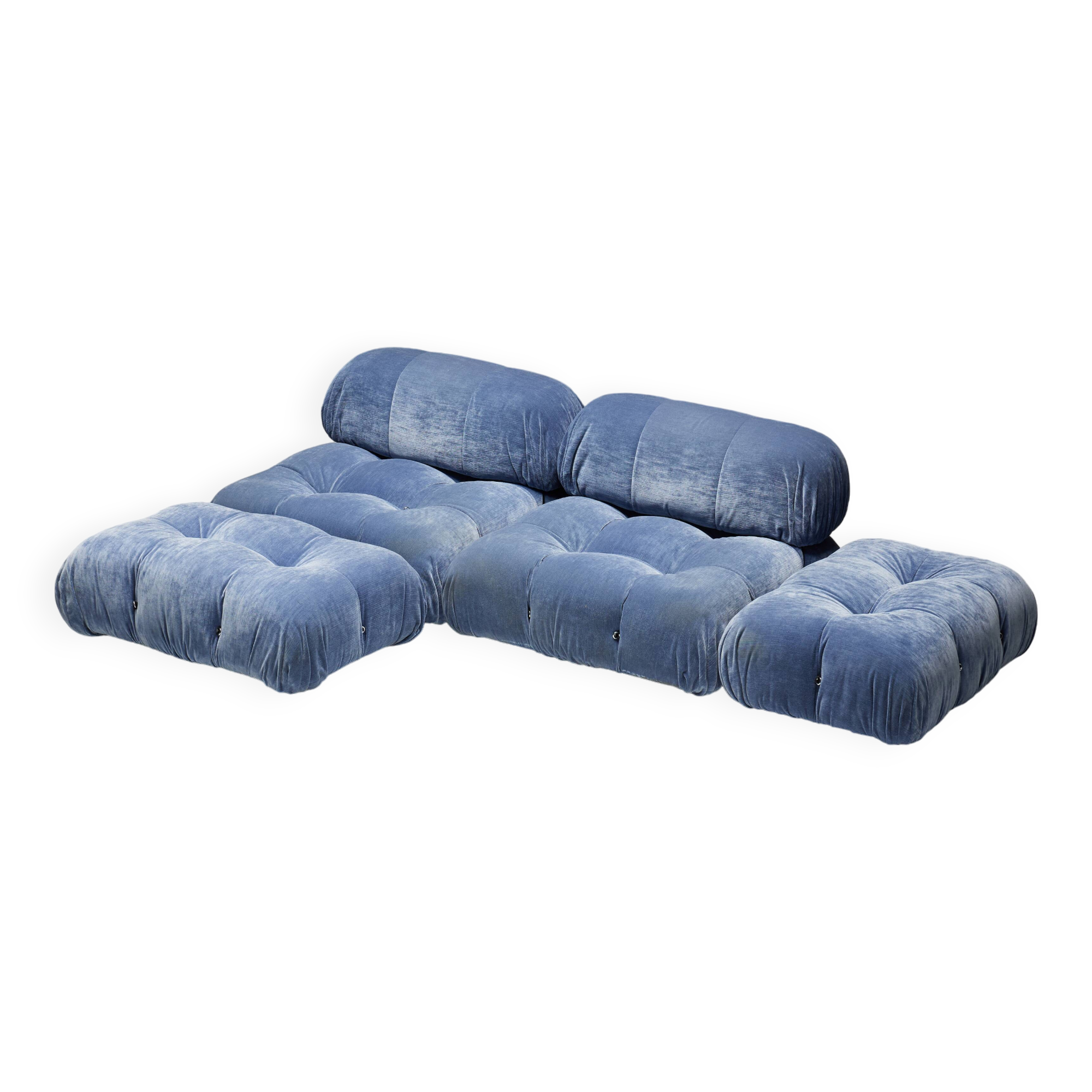 Blue Velvet Camaleonda Sofa by Mario Bellini for B&B Italia, Italy, 1970s