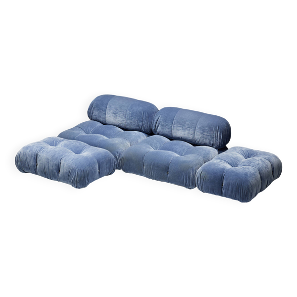 Canapé Camaleonda en Velours Bleu par Mario Bellini pour B&B Italia, Italie, 1970s