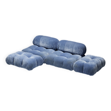 Blue Velvet Camaleonda Sofa by Mario Bellini for B&B Italia, Italy, 1970s