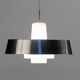 Opac glass and brushed aluminium pendant light. Sweden 1960s