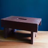 Tabouret de ferme en bois peint patiné