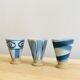 Ensemble de 3 tasses à saké en grès peint main