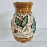 Ceramic vase with floral decoration "West Germany" 50s 60s