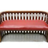 Vintage Viennese Oak Sofa and Armchair