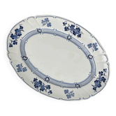 Large oval dish Terre de Fer KG Lunéville, model "Jane", blue, 1890-1915