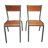 Pair vintage school chairs