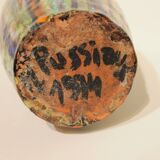 Multicolor glazed ceramic vase signed