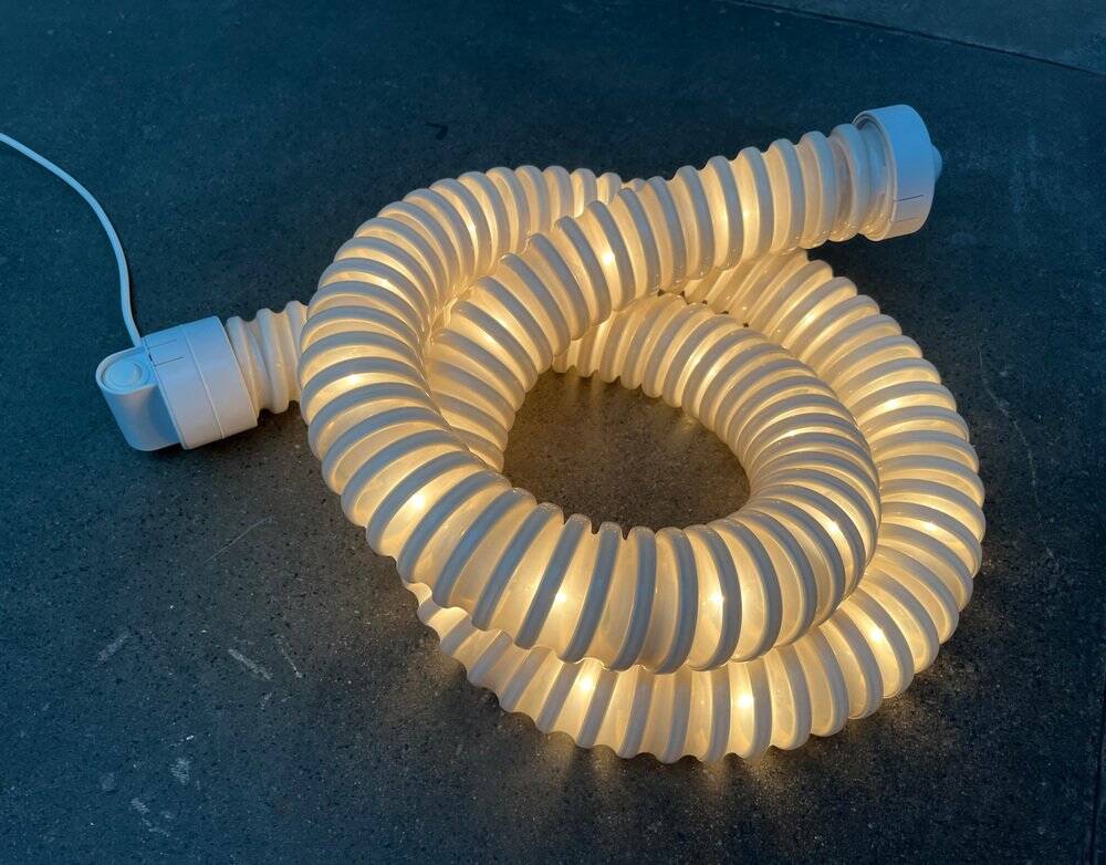 Snake floor lamp Boalum postmodern space age model by Livio Castiglioni and Gianfranco Frattini for Artemide, 1970s.