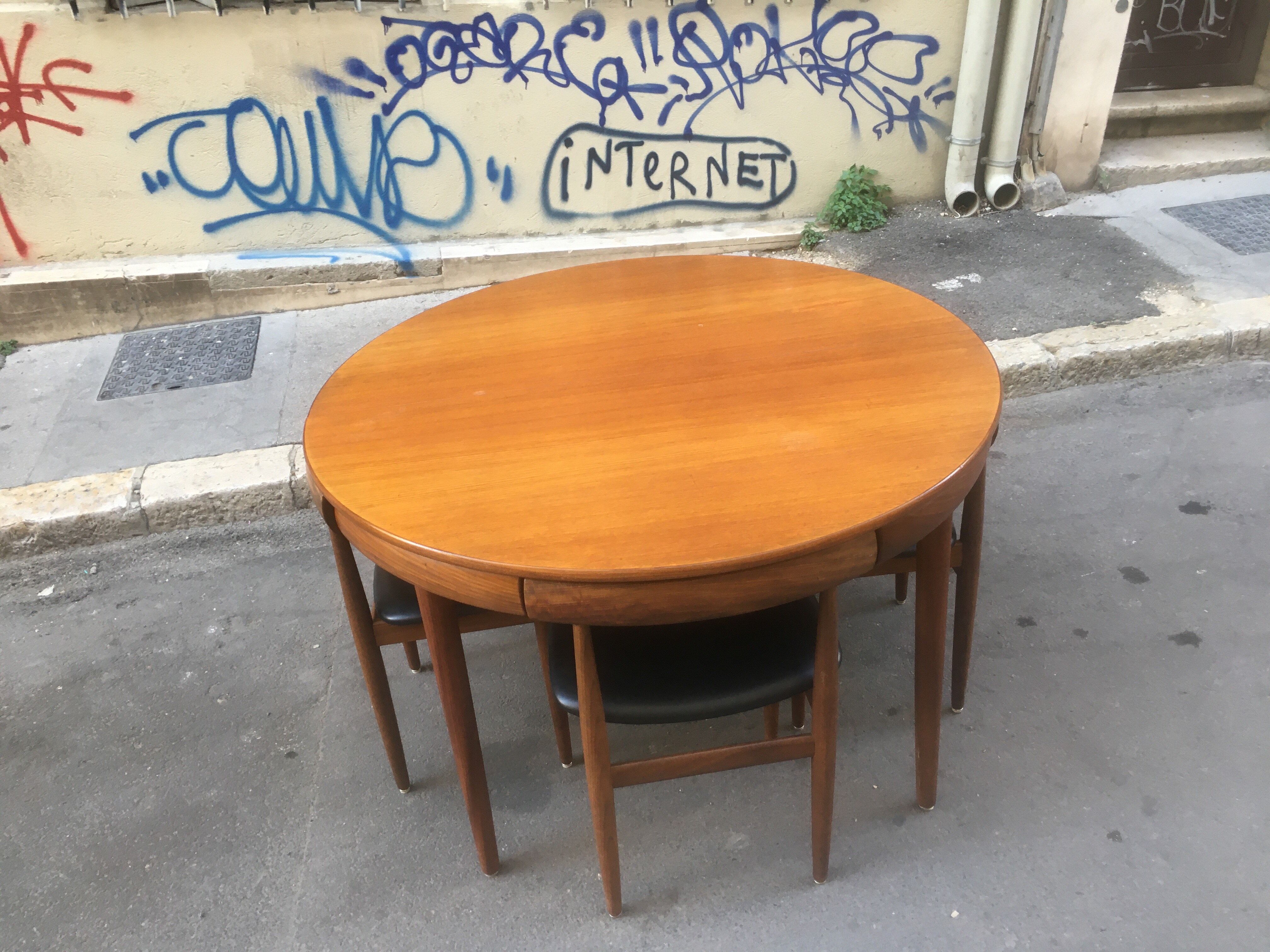 Teak table and chairs by Hans Olsen for Frem Røjle, 1960s