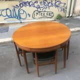 Teak table and chairs by Hans Olsen for Frem Røjle, 1960s