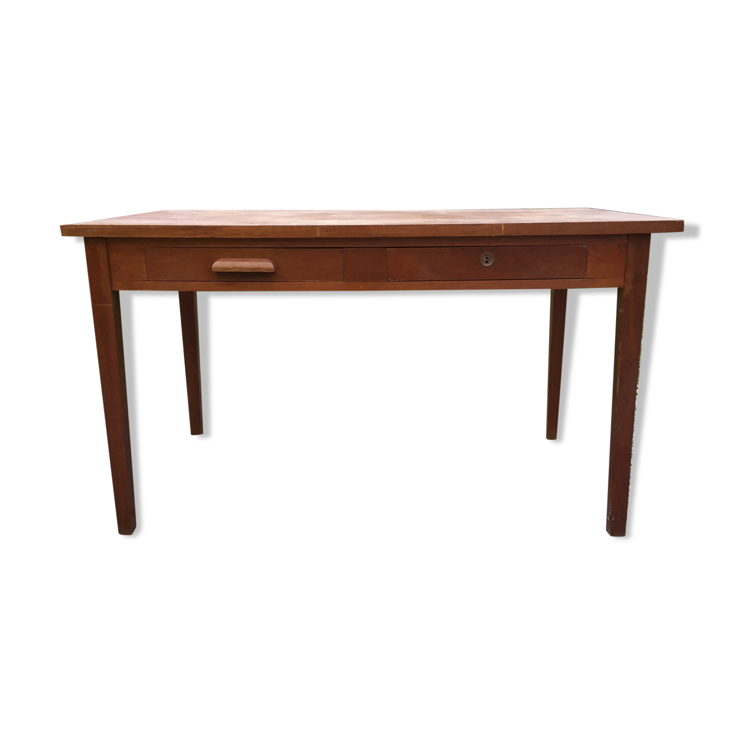Vintage oak desk table with 2 drawers