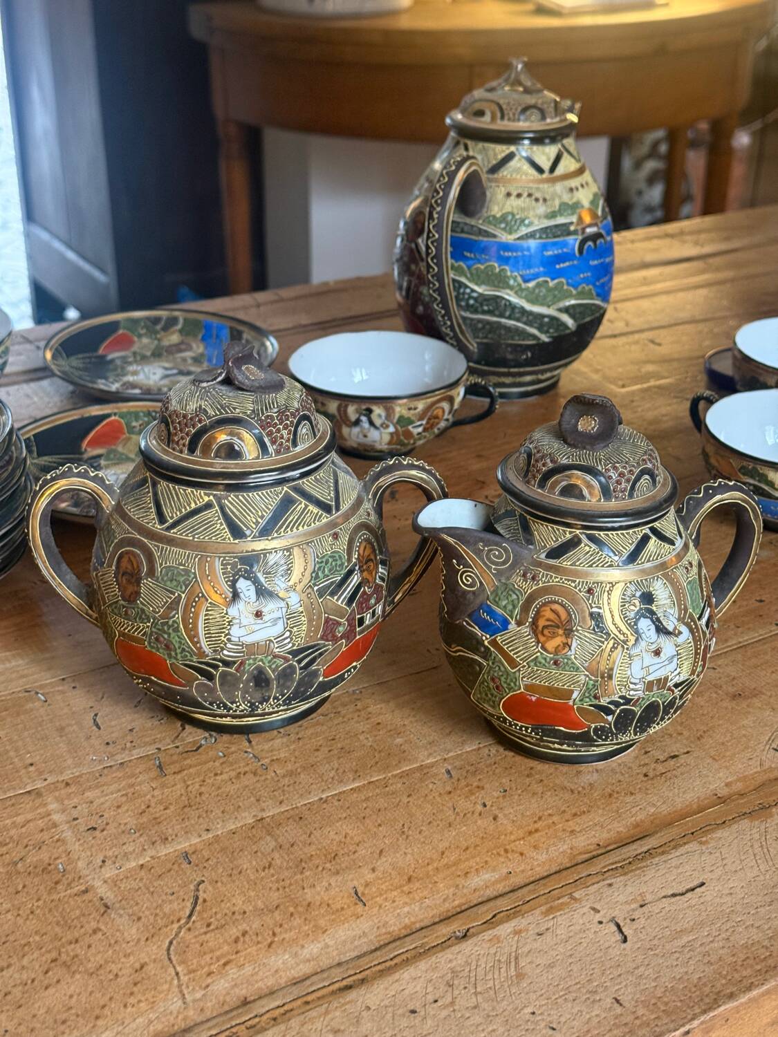 Vintage Japanese tea set, 12 cups and saucers.