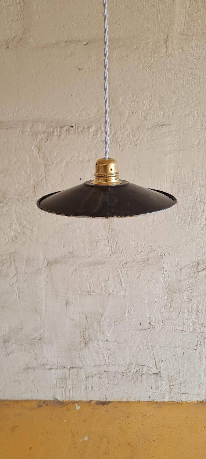 Black enamelled pendant lamp 1950