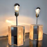 Pair of Poliarte Cubic lamps by Albano Poli, murano glass, Italy, 1960