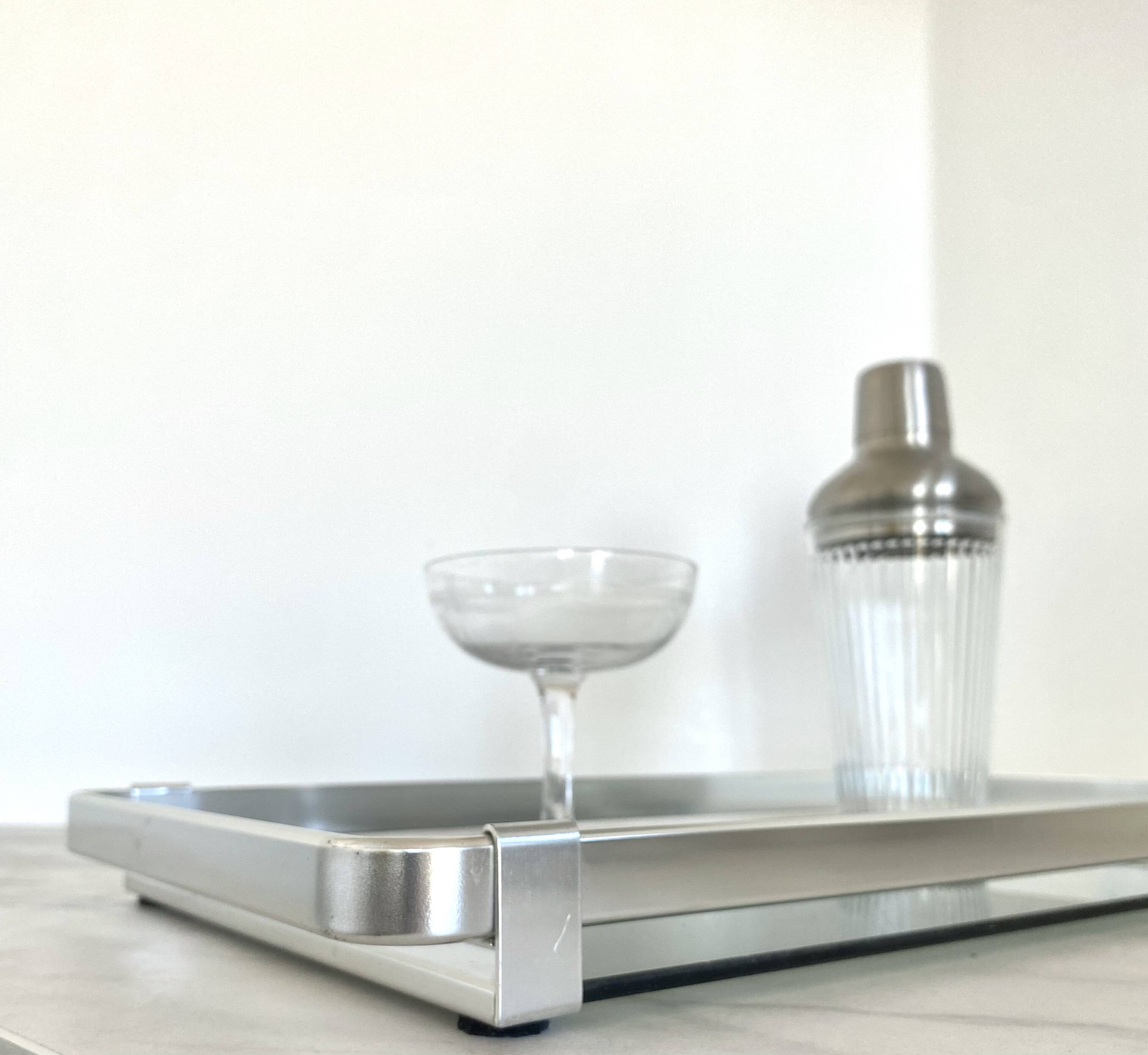 Aluminium and chrome plateau MB Italy 1970s - 45 cm