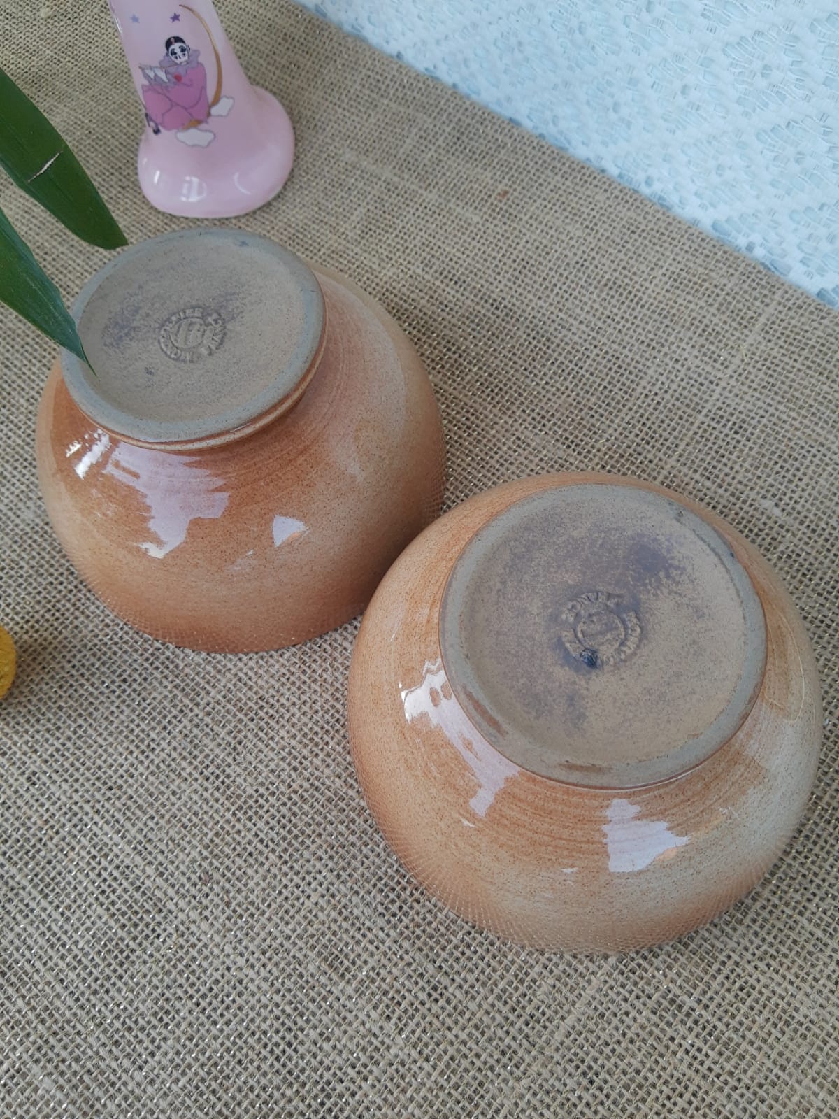 Two piedouche bowls in montgolfier glazed sandstone France