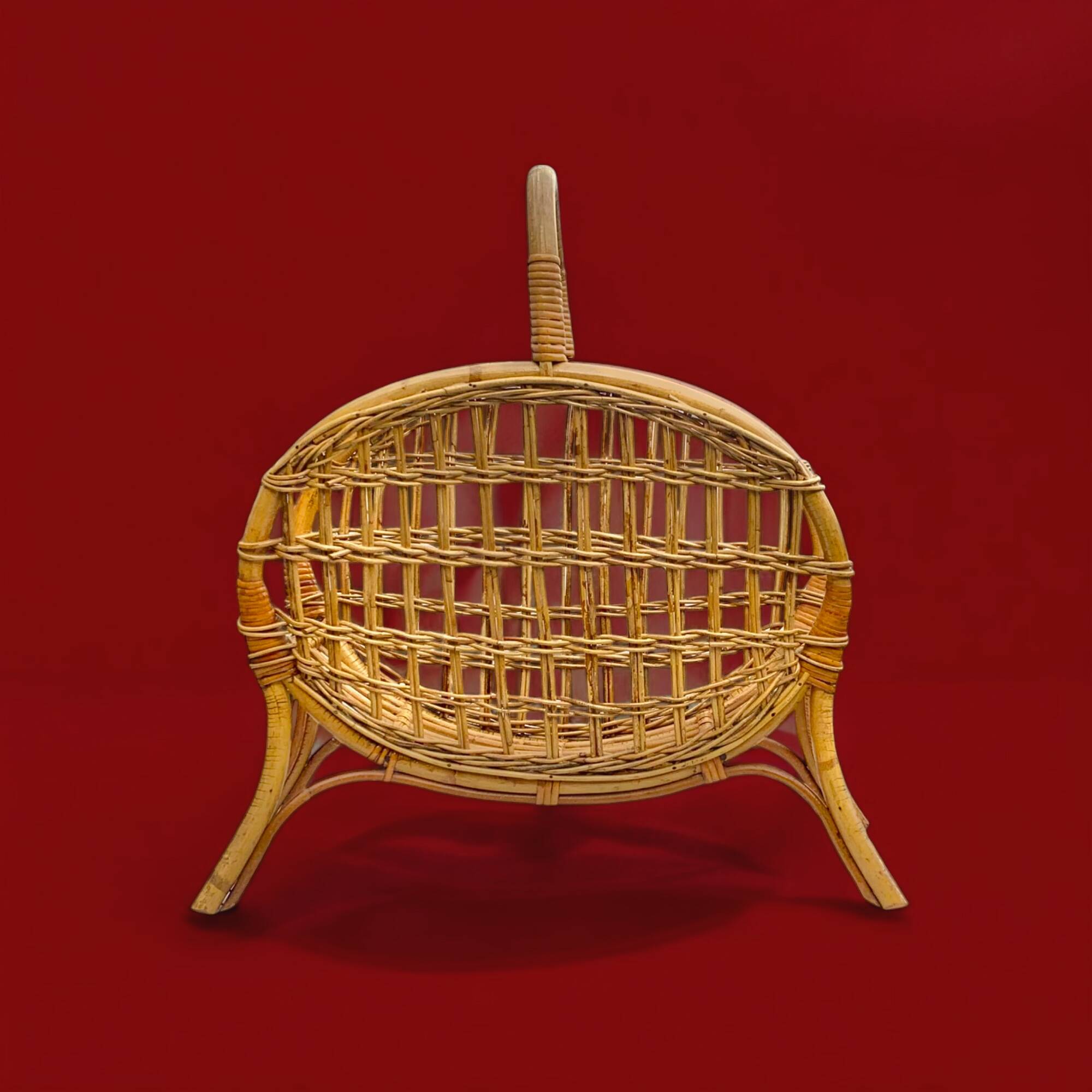 Vintage bamboo and wicker magazine rack