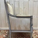 Fauteuil - Bergère de style Louis XVI avec signature
