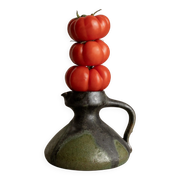 Green-Black Fat Lava Ceramic Vase by Luise Duncker Studio, Vintage 1970s Mid-Century