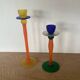 Bougeoirs verre années 1990 post moderne multicolore
