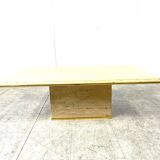 Travertine and brass coffee table by Fedam, 1970s