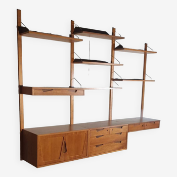 Rival teak shelves by kjell riise, vintage scandinavian 1960s