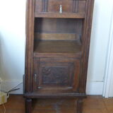 Chevet en bois et marbre rose fleurs ciselés art deco