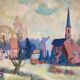Signed village landscape